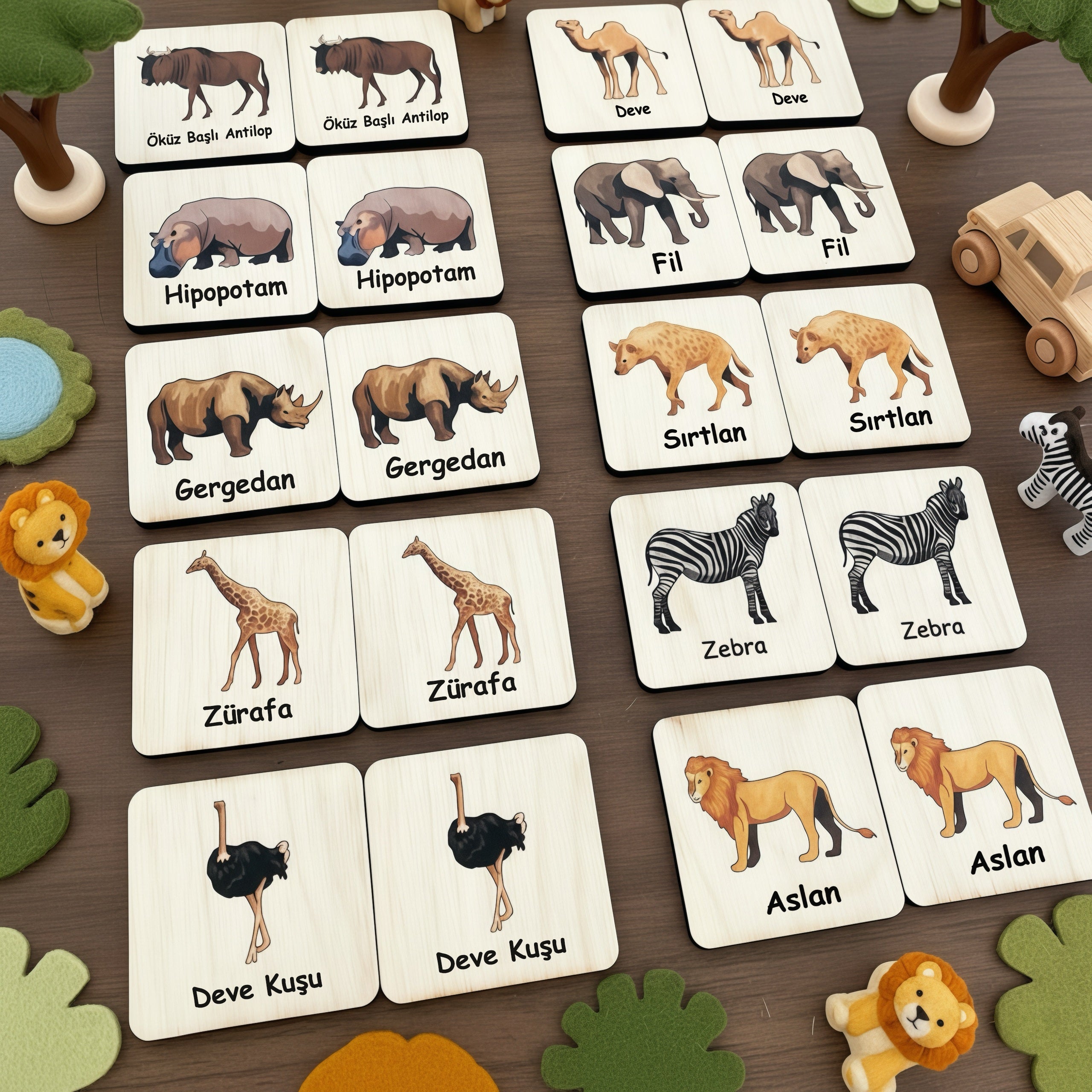 Safari Hayvanları Eşleştirme / Hafıza Kartları